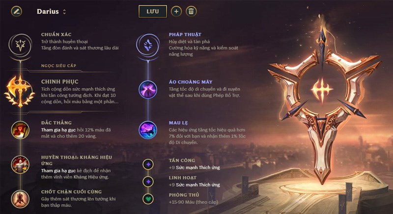 Bảng ngọc phù hợp cho Darius