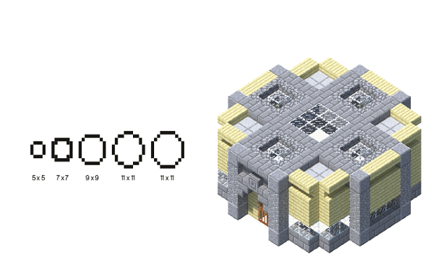 xây hình tròn trong minecraft